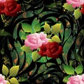 3d roses seamless pattern. Vector floral background wallpaper il Royalty Free Stock Photo