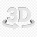 3D rotate button sign icon. Vector.