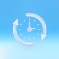 3d Round clock with arrow. Time keeping , measurement of time, time management and deadline, working hours concept. Vector