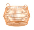 3D round empty wicker basket with handles for laundry or storage of things