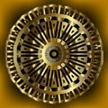 3d round gold greek mandala pattern. Vector ornamental luxury glowing background. Ornate backdrop. Greek key meanders