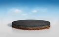 3D round layered soil cross section with asphalt road Royalty Free Stock Photo