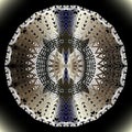 3d round mandala pattern. Abstract vector background. Gold silver zigzag ornament. Geometric tribal ethnic style design. Circles,