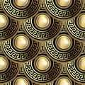 3d round mandalas Deco seamless pattern. Ornate jewelry greek background. Ornamental repeat vector backdrop. Luxury surface