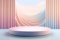 3D Round Platform Podium with Curtain in Pastel Colors for Product Display