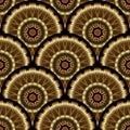 3d round tiled mandalas Deco seamless pattern. Ornate greek background. Ornamental repeat vector backdrop. Luxury surface gold and
