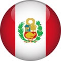 Peru 3D Rounded Flag Vector Button Icon