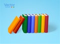 3d row of different colored books, minimal style, isolated on background. Concept for library, bookstore, learn and Royalty Free Stock Photo