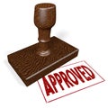 Approved - wooden stamp - 3D illustration Royalty Free Stock Photo