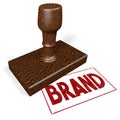 Brand - wooden stamp - 3D illustration Royalty Free Stock Photo