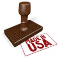 Made in USA - wooden stamp - 3D illustration Royalty Free Stock Photo