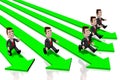 3D running businessmen, arrows