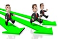 3D running businessmen, arrows