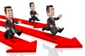 3D running businessmen, arrows