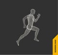 3d running man. Design for sport, business, science and technology. Vector illustration.