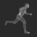 3d Running Man. Human Body Wire Model. Sport Symbol. Low-poly Man in Motion. Royalty Free Stock Photo