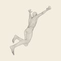 3d Running Man. Human Body Wire Model. Sport Symbol. Low-poly Man in Motion.