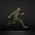 3d Running Man. Human Body Wire Model. Sport Symbol. Low-poly Man in Motion.