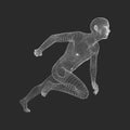 3d Running Man. Human Body Wire Model. Sport Symbol. Low-poly Man in Motion. Royalty Free Stock Photo