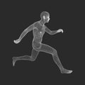 3d Running Man. Human Body Wire Model. Sport Symbol. Low-poly Man in Motion. Vector Geometric Illustration Royalty Free Stock Photo