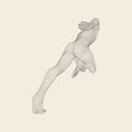 3d Running Man. Human Body Wire Model. Sport Symbol. Low-poly Man in Motion. Vector Geometric Illustration