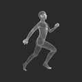 3d Running Man. Human Body Wire Model. Sport Symbol. Low-poly Man in Motion. Vector Geometric Illustration Royalty Free Stock Photo