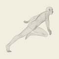 3d Running Man. Human Body Wire Model. Sport Symbol. Low-poly Man in Motion. Vector Illustration. Royalty Free Stock Photo