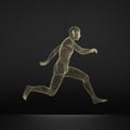 3d Running Man. Human Body Wire Model. Sport Symbol. Low-poly Man in Motion. Vector Illustration. Royalty Free Stock Photo