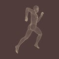 3d Running Man. Human Body Wire Model. Sport Symbol. Low-poly Man in Motion. Vector Geometric Illustration Royalty Free Stock Photo