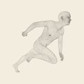 3d Running Man. Human Body Wire Model. Sport Symbol. Low-poly Man in Motion. Vector Geometric Illustration Royalty Free Stock Photo