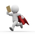 3d running super hero superman with email envelop