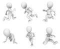 3d running white people on white background.