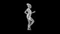 3D Running Woman On Black Bg. Sports Fitness Concept. Healthy Lifestyle. Business Advertising Backdrop. For Title, Text
