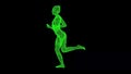 3D Running Woman In Swimsuit On Black Bg. Summer Vacation On The Beach. Fitness And Health. Healthy Lifestyle. 3D