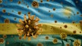 3D, Rwandese flag waving with Coronavirus outbreak. Rwanda Covid 19 Royalty Free Stock Photo