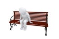 3d sad human sits on a bench
