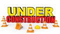 3d safety cones and under construction text