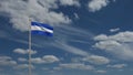 3D, Salvadorean flag waving on wind. Salvador banner blowing soft silk.