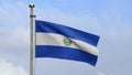 3D, Salvadorean flag waving on wind. Salvador banner blowing soft silk.