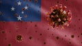3D, Samoan flag waving with Coronavirus outbreak. Samoa Covid 19