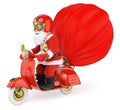 3D Santa Claus delivering gifts by motorcycle Royalty Free Stock Photo