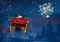 3D Santa claus riding reindeer sleigh towards the sky Royalty Free Stock Photo