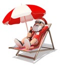 3D Santa Claus sunbathing on the beach