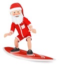 3D Santa Claus surfing on a board Royalty Free Stock Photo