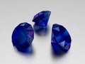 3D Sapphire - 3 Blue Gems Royalty Free Stock Photo