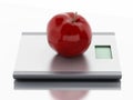 3d Scales and apple. Diet concept. Royalty Free Stock Photo