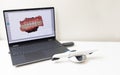 3D Scanned Picture of Scanned Teeth on Monitor of Computer, Notebook. White 3d Intraoral