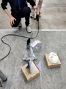 3D scanning. Working portable 3D scanner. Man scanning an object