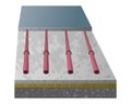 3D scheme of a warm floor in layers. HVAC vector illustration.
