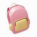 3d school bag icon. Back to school and education concept. isolated on background, icon symbol clipping path. 3d render Royalty Free Stock Photo